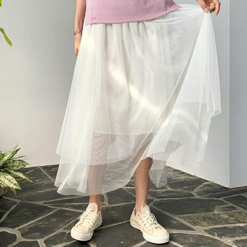 レイヤードチュールスカート・全4色・t55702 レディース 【sk】【スカート ロング丈 ロング フレア シフォン 無地 レイ