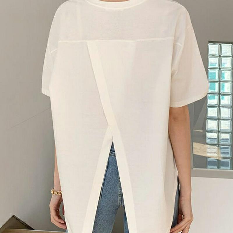 バックスリットTシャツ・全3色・t55710 レディース 【tops】【トップス Tシャツ 半袖 スリット バックスリット 無地