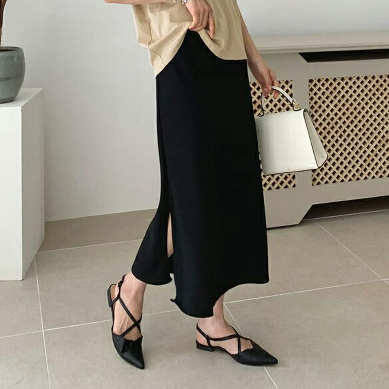 スリットフレアスカート・全4色・b55694 レディース 【sk】【スカート ロング ロング丈 無地 カジュアル スリット フレ