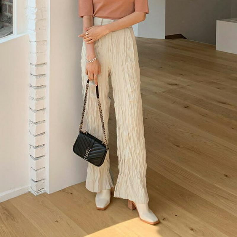 リンクルロングパンツ・全3色・t55698 レディース 【pt】【パンツ ズボン リンクル シワ しわ ロング ストレート ブー