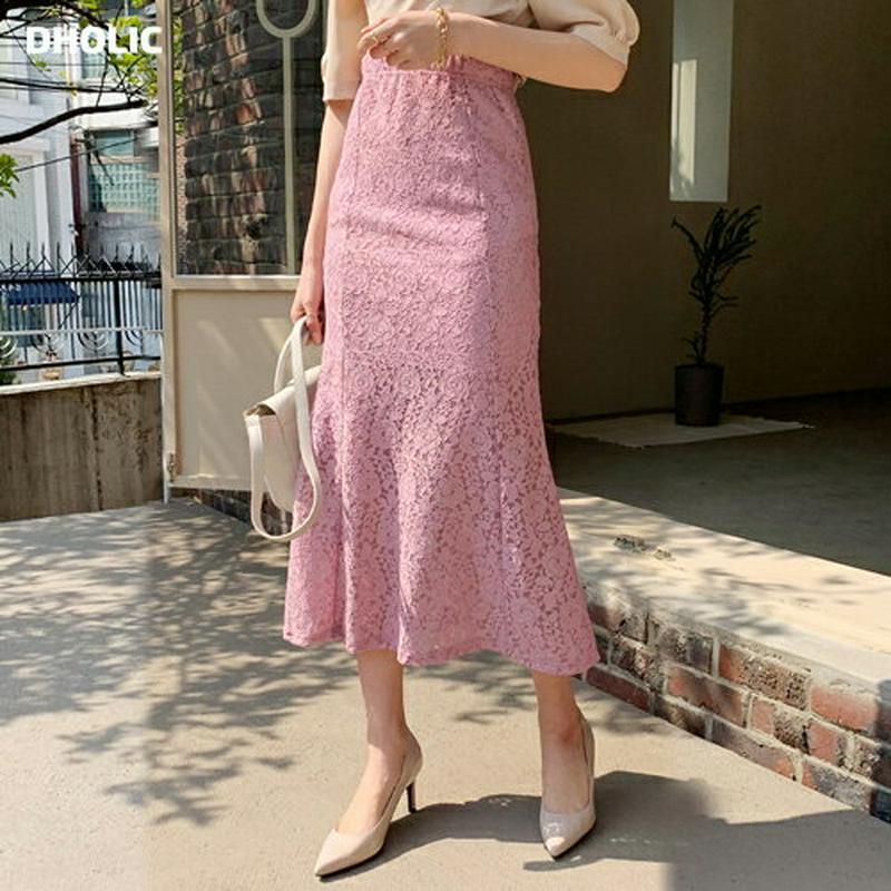 ローズレーススカート・全3色・b55719 レディース 【sk】【スカート ロング ロング丈 マーメイド フレア レース 花柄 