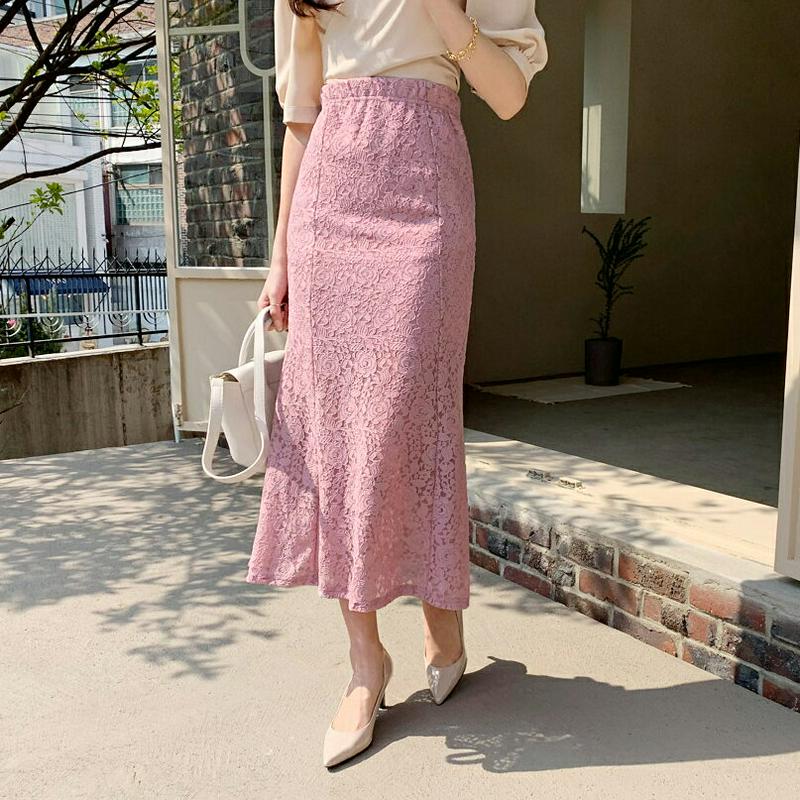 ローズレーススカート・全3色・b55719 レディース 【sk】【スカート ロング ロング丈 マーメイド フレア レース 花柄 