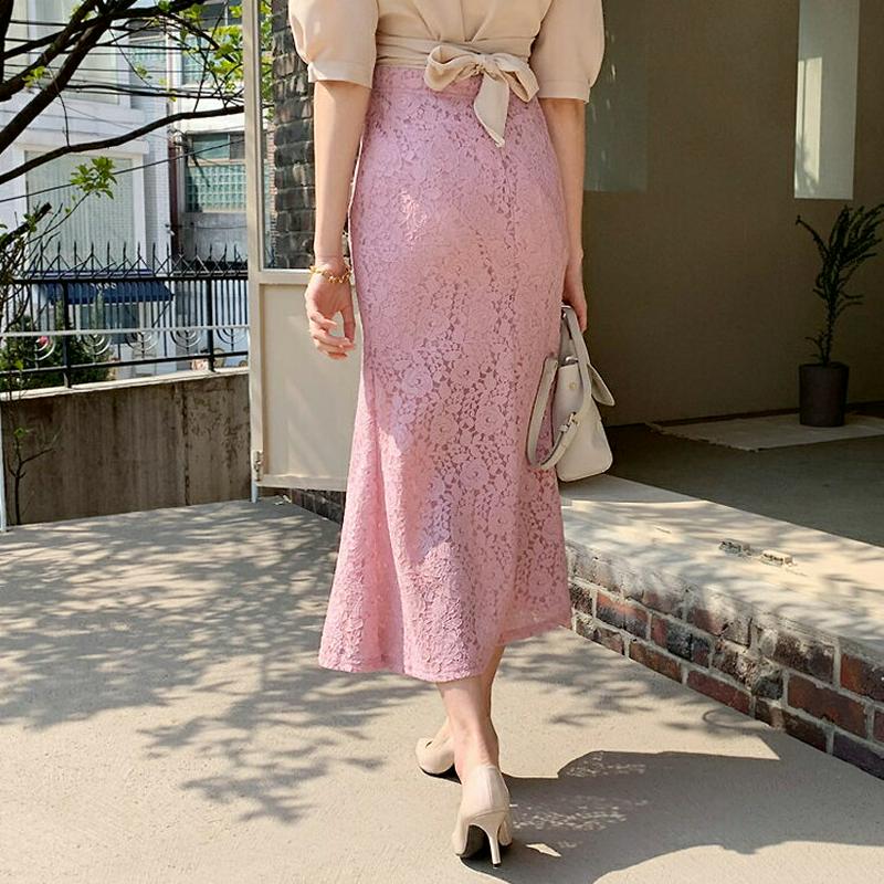 ローズレーススカート・全3色・b55719 レディース 【sk】【スカート ロング ロング丈 マーメイド フレア レース 花柄 