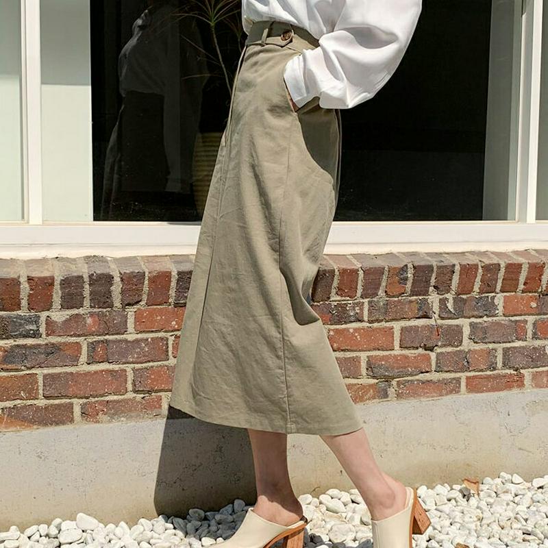 ボタンフラップスカート・全3色・t55725 レディース 【sk】【スカート ロング ロング丈 スリット ストレート Hライン 