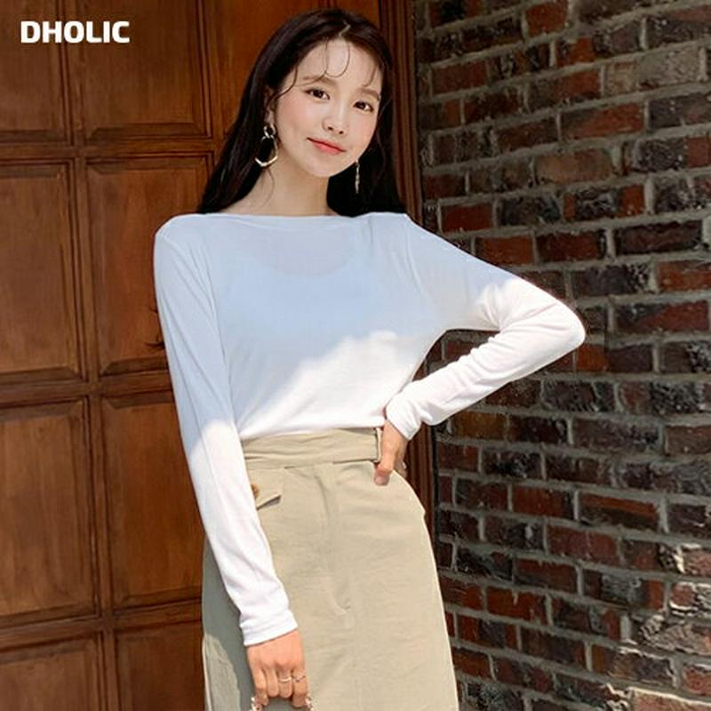 ボートネックTシャツ・全4色・t55700 レディース 【tops】【トップス Tシャツ 長袖 ボートネック スリム 無地 カジ