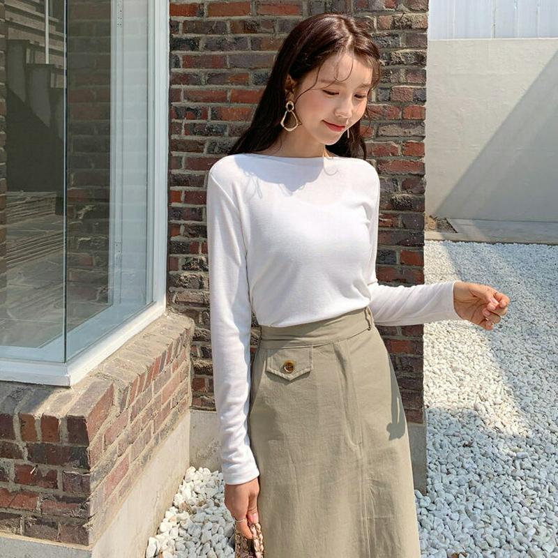 ボートネックTシャツ・全4色・t55700 レディース 【tops】【トップス Tシャツ 長袖 ボートネック スリム 無地 カジ