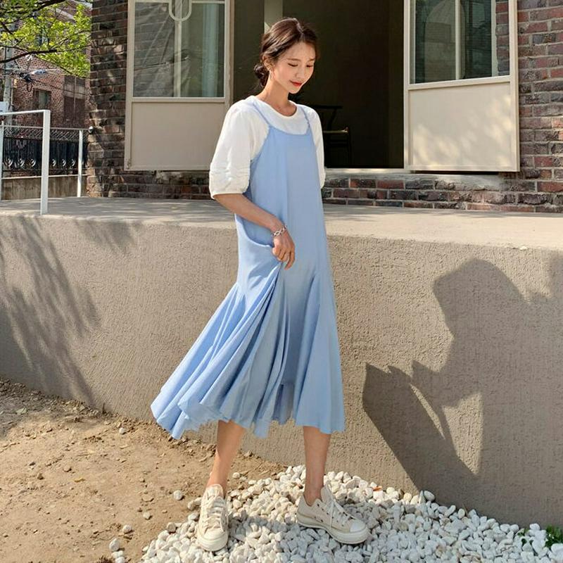 フレアキャミワンピース・全3色・b55724 レディース 【ops】【ワンピース ロング ロング丈 アンバランス キャミソール 