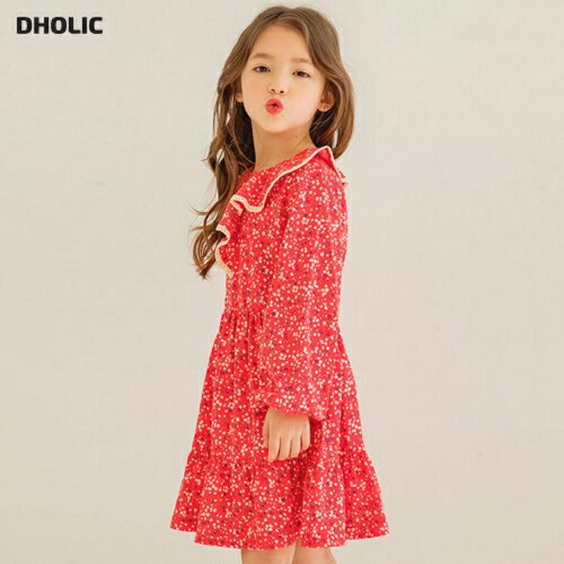 ラッフルカラーパターンワンピース・p000608 キッズ【3~8才】【ops】【ワンピース ミディ丈 ミディワンピース 長袖 総