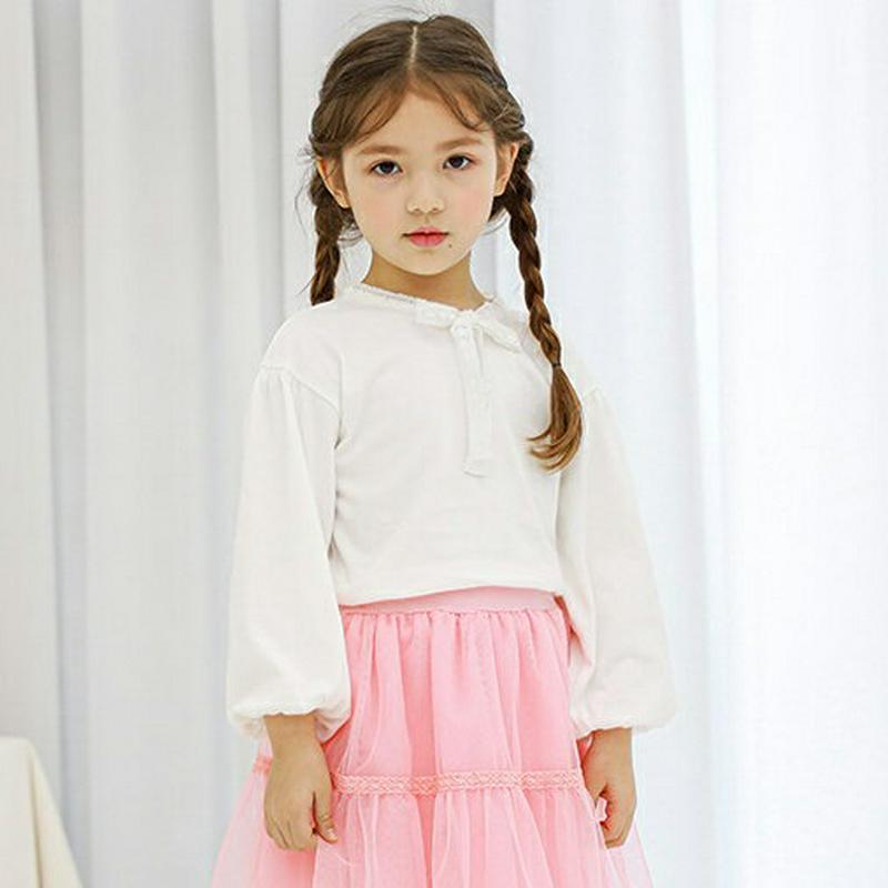 レースリボンTシャツ・p000597 キッズ【3~8才】【tops】【トップス 長袖 Tシャツ レース リボン　りぼん 可愛い 
