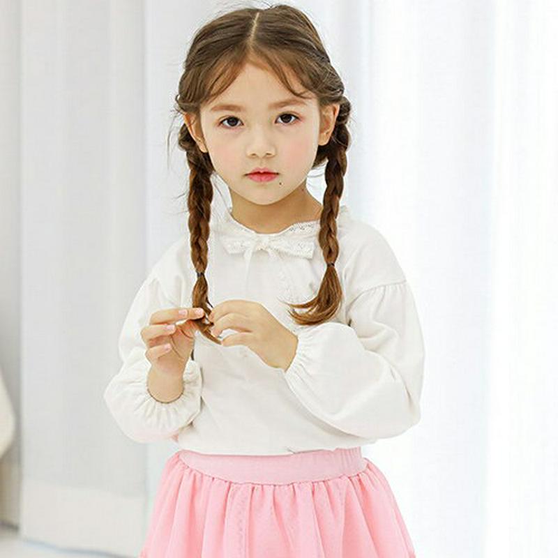 レースリボンTシャツ・p000597 キッズ【3~8才】【tops】【トップス 長袖 Tシャツ レース リボン　りぼん 可愛い 