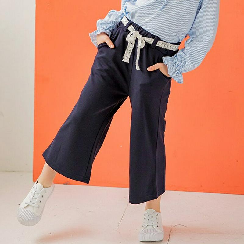 レースストラップ付ワイドパンツ・p000582 キッズ【3~8才】【pt】【パンツ ワイドパンツ ワイド ロングパンツ ロング 
