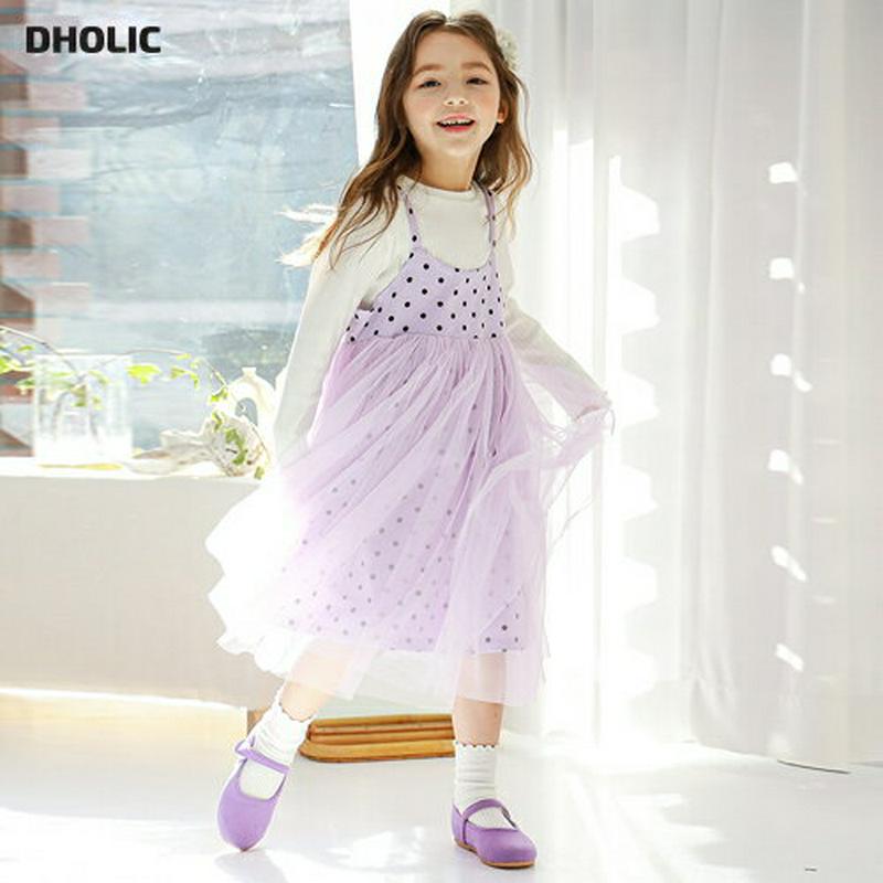 ドット柄チュールキャミワンピース・p000607 キッズ【3~8才】【ops】【ワンピース ロング ロングワンピース ドット 柄