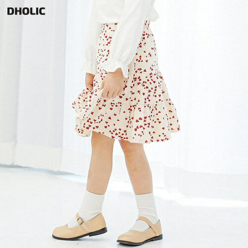 ミニハート柄ティアードスカート・p000581 キッズ【3~8才】【sk】【スカート ミニスカート ひざ上 ハート ティアード 