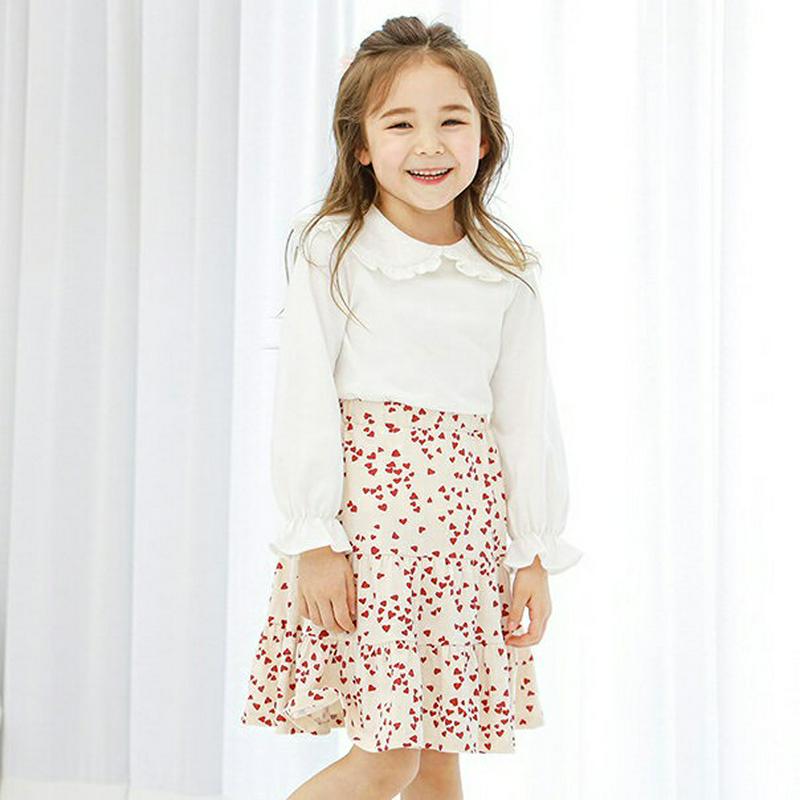 ミニハート柄ティアードスカート・p000581 キッズ【3~8才】【sk】【スカート ミニスカート ひざ上 ハート ティアード 