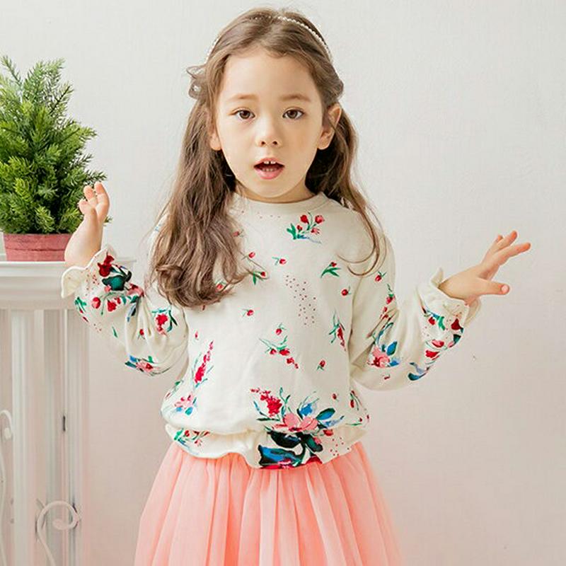 フリルヘム花柄スウェット・p000589 キッズ【3~8才】【tops】【トップス スウェット トレーナー 長袖 花柄 フラワー