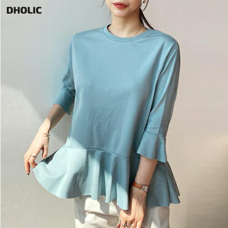 フレアヘムTシャツ・全5色・b61577 レディース【tops】【トップス Tシャツ 七分丈 七分袖 7分袖 7分丈 フレア フ