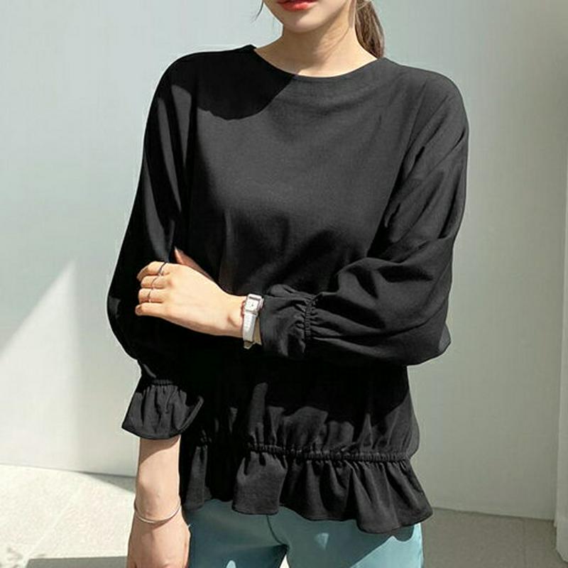 ゴムヘムTシャツ・全3色・b61581 レディース【tops】【トップス Tシャツ 単色 無地 シンプル 大人 体型カバー ゆっ