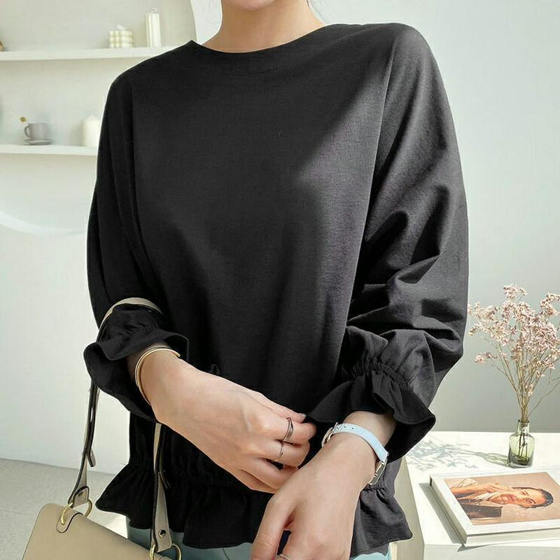 ゴムヘムTシャツ・全3色・b61581 レディース【tops】【トップス Tシャツ 単色 無地 シンプル 大人 体型カバー ゆっ