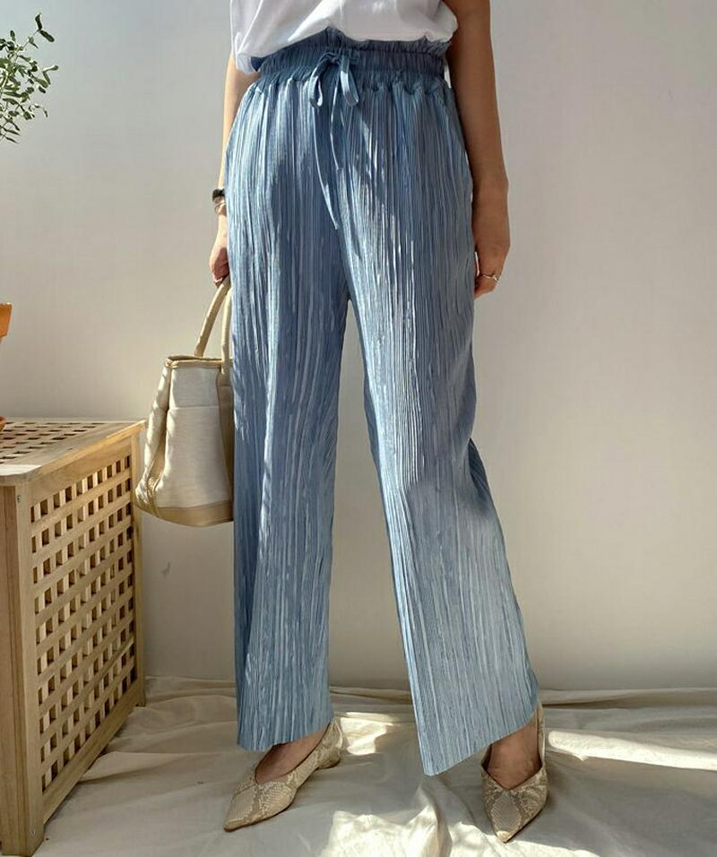 ハイウエストプリーツパンツ・全3色・b61613 レディース【pt】【パンツ ズボン ボトムス ロングパンツ プリーツ プリーツ