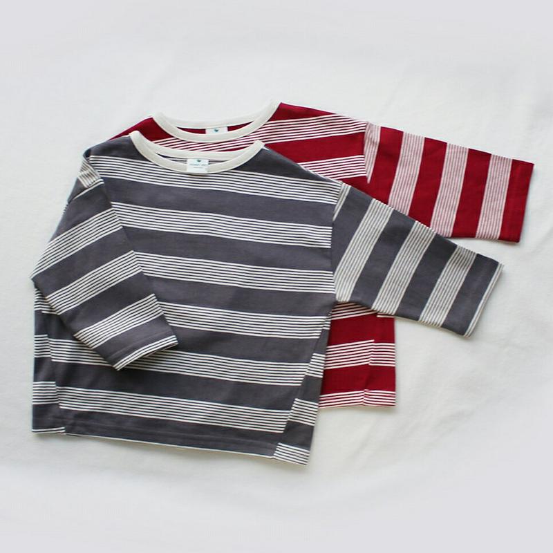 長袖ボーダーTシャツ・p000653 キッズ【3~8才】【tops】【トップス Tシャツ 長袖 ボーダー カジュアル ラフ 女の子 男の子 ロンT 子供 こども 子供服 こども服】【KIDS】