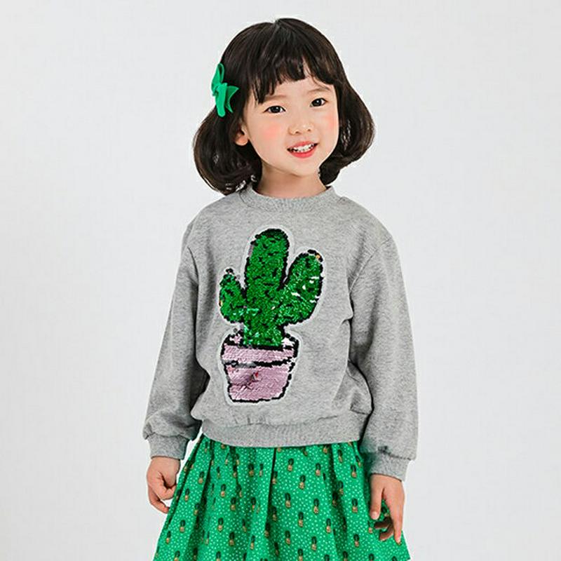 スパンコールサボテンスウェット・p000577 キッズ【3~8才】【tops】【トップス スウェット スパンコール 長袖 トレーナー サボテン さぼてん カジュアル ラフ 女の子 男の子 子供 こども 子供服 こども服】【KIDS】