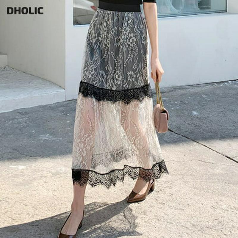 フラワーレーススカート・全3色・b58581 レディース 【sk】【スカート ロング丈　ロング レース シースルー 花柄 切り替