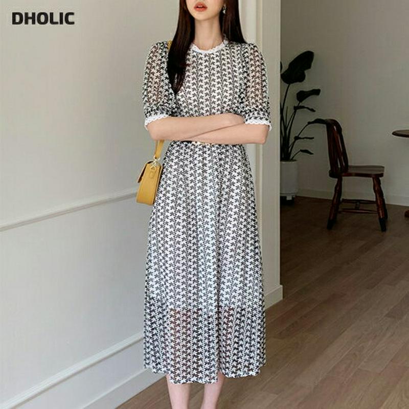 フローラルレースワンピース・全2色・b58571 レディース 【ops】【ワンピース ロング ロング丈 半袖 シースルー 花柄 