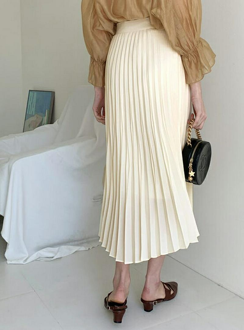 ウエストゴムプリーツスカート・全4色・b58575 レディース 【sk】【スカート ロング丈 ロング プリーツ フレア ウエスト