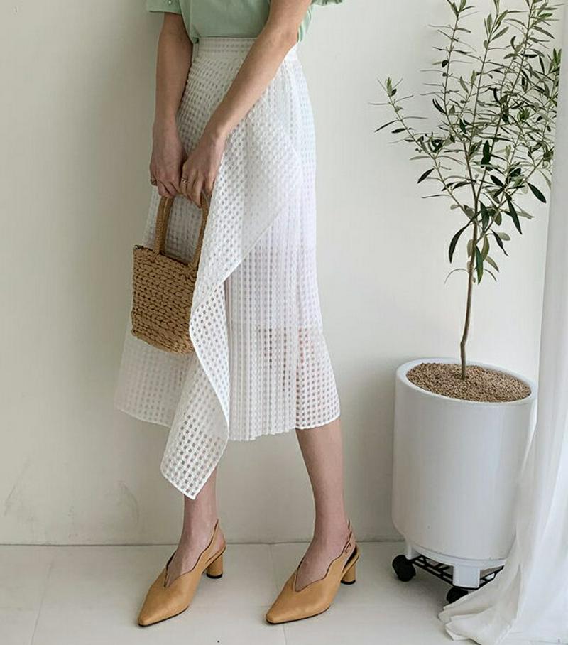 アンバランスパンチングスカート・全2色・b58580 レディース 【sk】【スカート ロング丈 ロング アンバランス ラップ シ