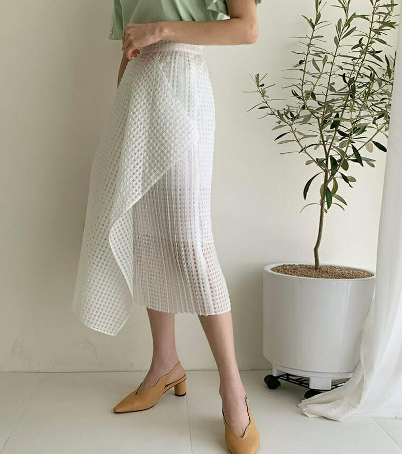 アンバランスパンチングスカート・全2色・b58580 レディース 【sk】【スカート ロング丈 ロング アンバランス ラップ シ