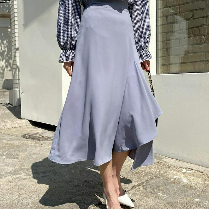 ラッフルロングスカート・全3色・t58577 レディース 【sk】【スカート ロング丈 ロング アンバランス 無地 ラッフル き