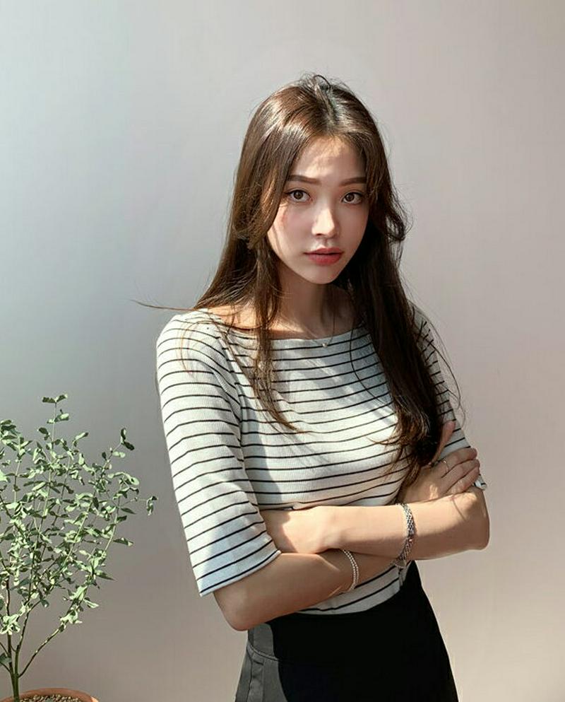 スクエアボーダーTシャツ・全3色・t61573 レディース【tops】【トップス Tシャツ 半袖 半そで ハーフスリーブ スクエ