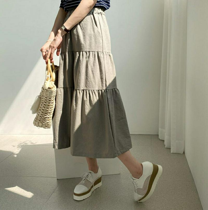 ティアードスカート・全3色・t61610 レディース【sk】【スカート ロング ロングスカート 単色 無地 ティアード ティアー