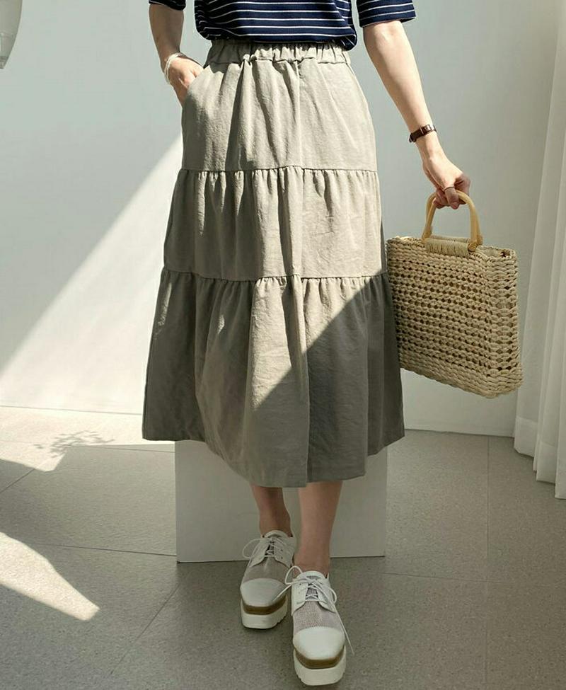 ティアードスカート・全3色・t61610 レディース【sk】【スカート ロング ロングスカート 単色 無地 ティアード ティアー