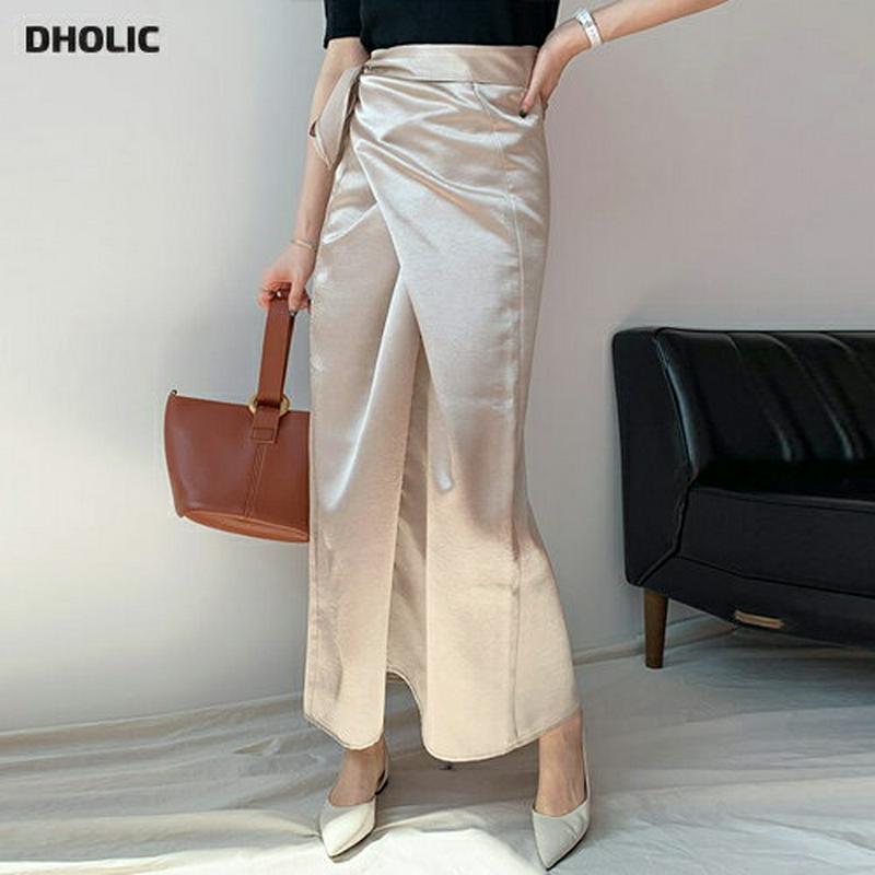 サテンラップスカート・全2色・b61614 レディース【sk】【スカート ロング ロングスカート サテン ラップデザイン ラップ