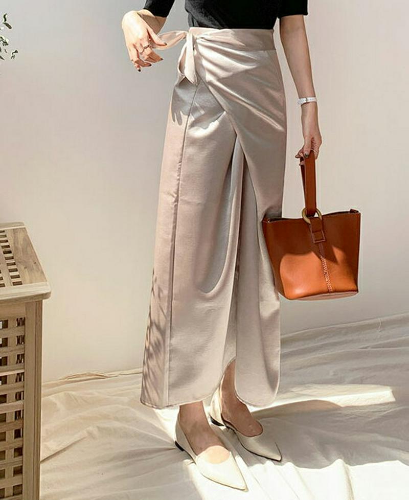 サテンラップスカート・全2色・b61614 レディース【sk】【スカート ロング ロングスカート サテン ラップデザイン ラップ