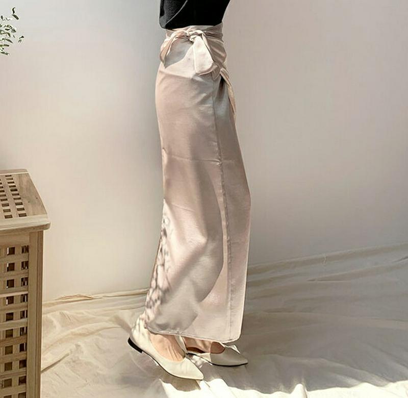 サテンラップスカート・全2色・b61614 レディース【sk】【スカート ロング ロングスカート サテン ラップデザイン ラップ