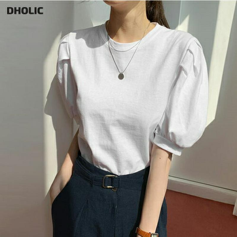 パフスリーブTシャツ・全4色・t61586 レディース【tops】【トップス Tシャツ 半そで 半袖 ハーフスリーブ パフスリー