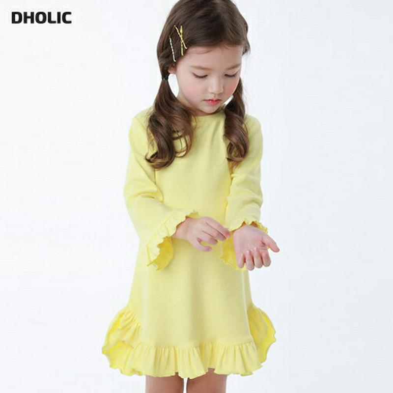 フリルヘムワンピース・p000440 キッズ【3~8才】【ops】【ワンピース ミディ丈 ミディワンピース 長袖 フリル 袖コンシャス ガーリー 単色 可愛い かわいい 女の子 子供 こども 子供服 こども服】【KIDS】