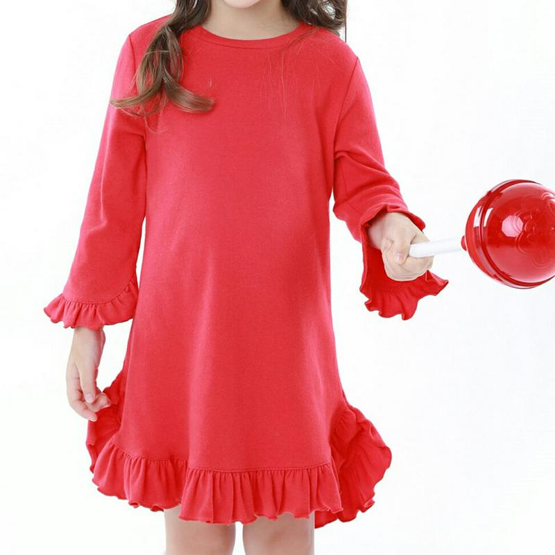 フリルヘムワンピース・p000440 キッズ【3~8才】【ops】【ワンピース ミディ丈 ミディワンピース 長袖 フリル 袖コンシャス ガーリー 単色 可愛い かわいい 女の子 子供 こども 子供服 こども服】【KIDS】