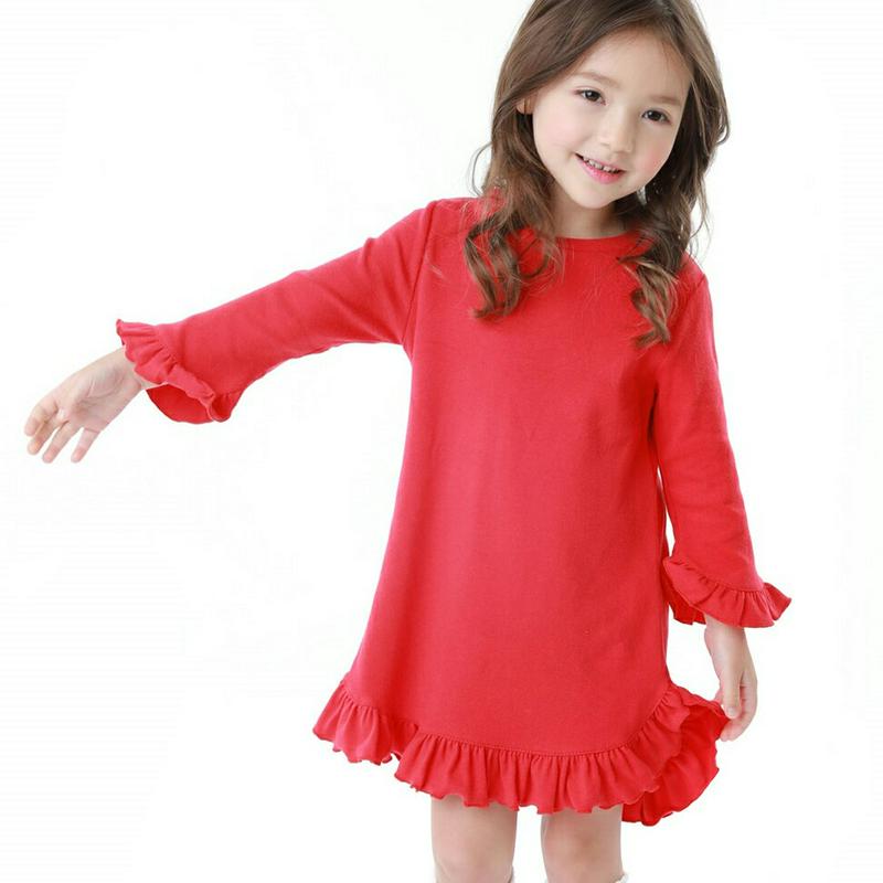 フリルヘムワンピース・p000440 キッズ【3~8才】【ops】【ワンピース ミディ丈 ミディワンピース 長袖 フリル 袖コンシャス ガーリー 単色 可愛い かわいい 女の子 子供 こども 子供服 こども服】【KIDS】