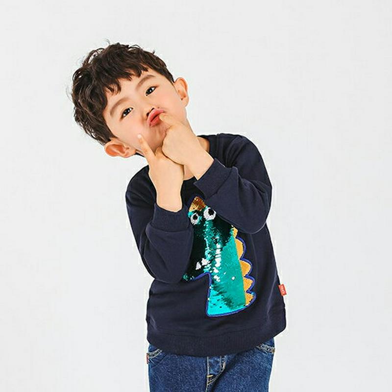 スパンコールディノスウェット・p000444 キッズ【3~8才】【tops】【トップス スウェット トレーナー トップス スパンコール 恐竜 動物 どうぶつ ダイナソー 長袖 カジュアル 可愛い かわいい 男の子 女の子 子供 こども 子供服 こども服】【KIDS】