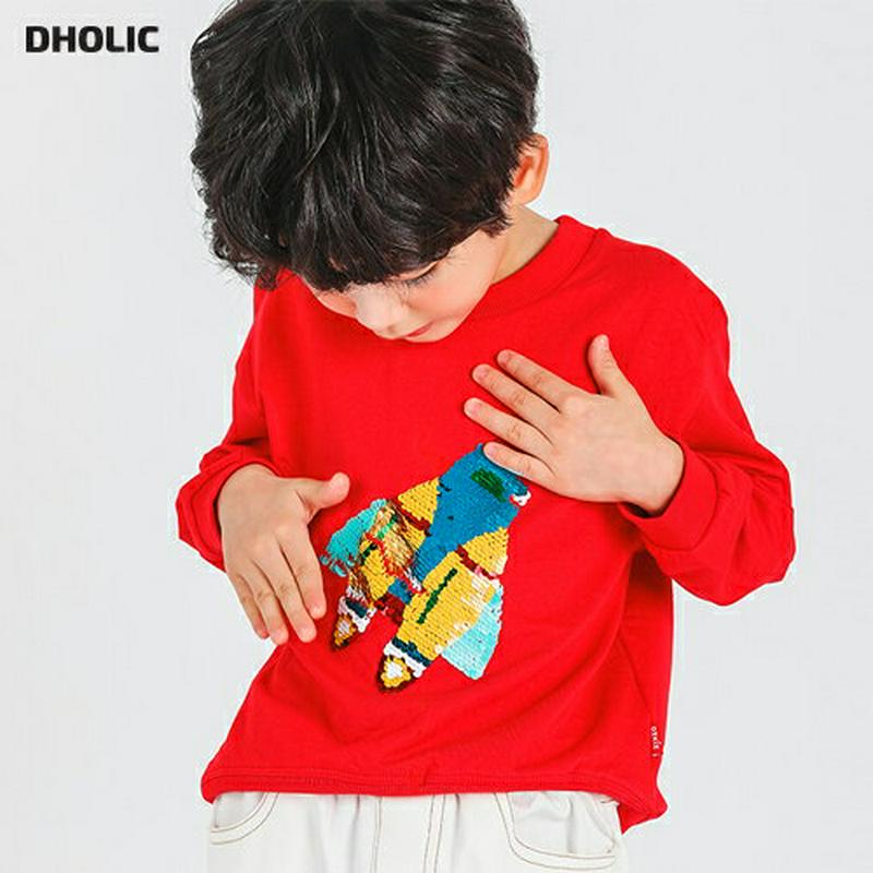 スパンコールロケットスウェット・p000445 キッズ【3~8才】【tops】【トップス スウェット トレーナー トップス スパンコール ロケット 長袖 カジュアル 可愛い かわいい 男の子 女の子 子供 こども 子供服 こども服】【KIDS】