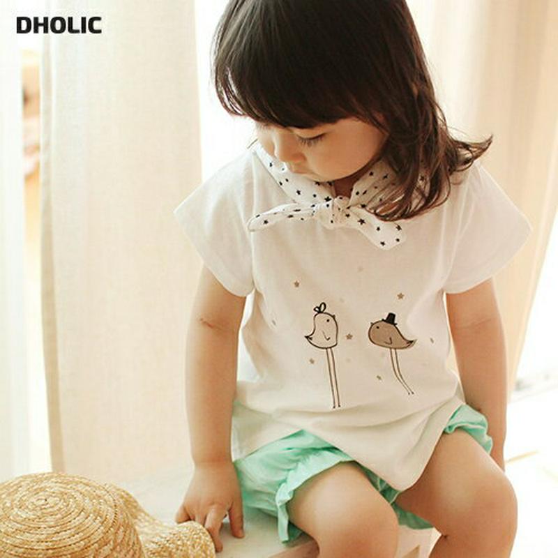 バードプリント半袖Tシャツ・p000375 キッズ【3~8才】【tops】【トップス Tシャツ 半袖 ハーフスリーブ 動物 プリント カジュアル 女の子 男の子 子供 こども 子供服 こども服】【KIDS】