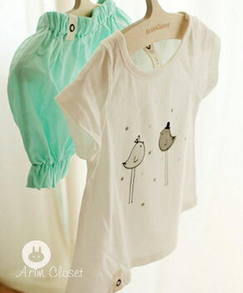 バードプリント半袖Tシャツ・p000375 キッズ【3~8才】【tops】【トップス Tシャツ 半袖 ハーフスリーブ 動物 プリント カジュアル 女の子 男の子 子供 こども 子供服 こども服】【KIDS】