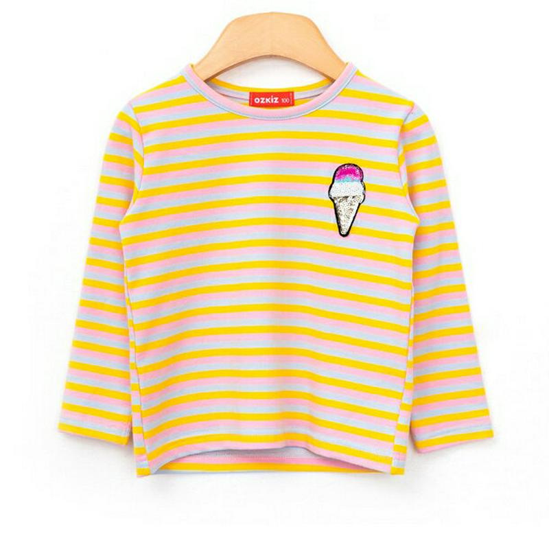 【キッズ30%OFF】2TYPEポイントボーダーTシャツ・p000425 キッズ【3~8才】【tops】【トップス Tシャツ 長袖 ボーダー 柄 アイス アイスクリーム 可愛い かわいい スパンコール 虹 レインボー マルチボーダー 女の子 男の子 子供 こども 子供服 こども服】【KIDS】