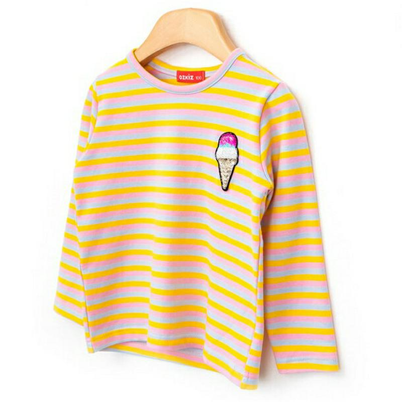 【キッズ30%OFF】2TYPEポイントボーダーTシャツ・p000425 キッズ【3~8才】【tops】【トップス Tシャツ 長袖 ボーダー 柄 アイス アイスクリーム 可愛い かわいい スパンコール 虹 レインボー マルチボーダー 女の子 男の子 子供 こども 子供服 こども服】【KIDS】