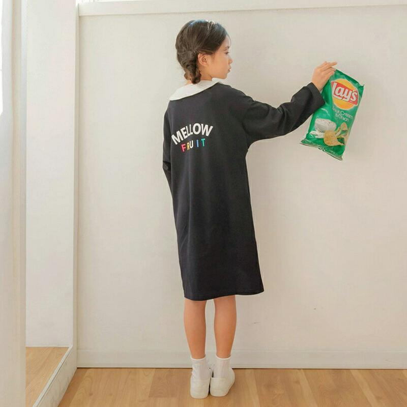 配色チェリーポイントワンピース・p000272 キッズ【3~8才】【ops】【ワンピース ミディ丈 ミディワンピース 長袖 さく