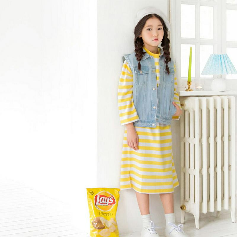 ラウンドネックボーダーワンピース・p000274 キッズ【3~8才】【ops】【ワンピース ミディ丈 ミディワンピース 長袖 ボ