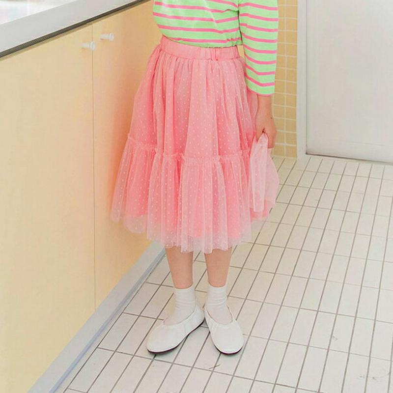 ドットチュールスカート・p000268 キッズ【3~8才】【sk】【スカート ミディ丈 ミディスカート チュールスカート チュー